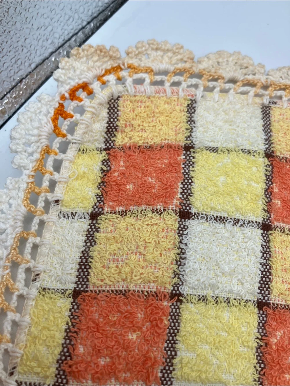 Classic Checkered Cotton Wash Cloth - Yellow & Orange